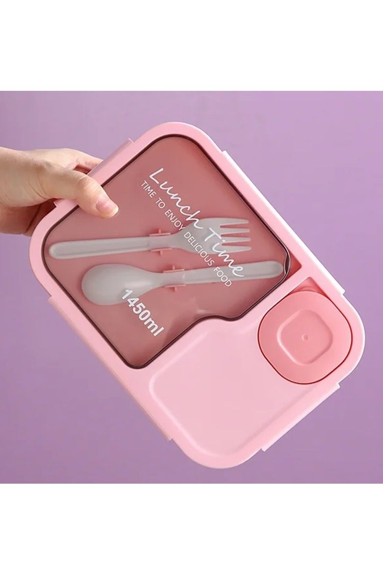 DANDY Lunch Box 1450ml 3 Compartments Student Sealed Adult With Spoon And Fork Leak Proof Microwavable - Image 1