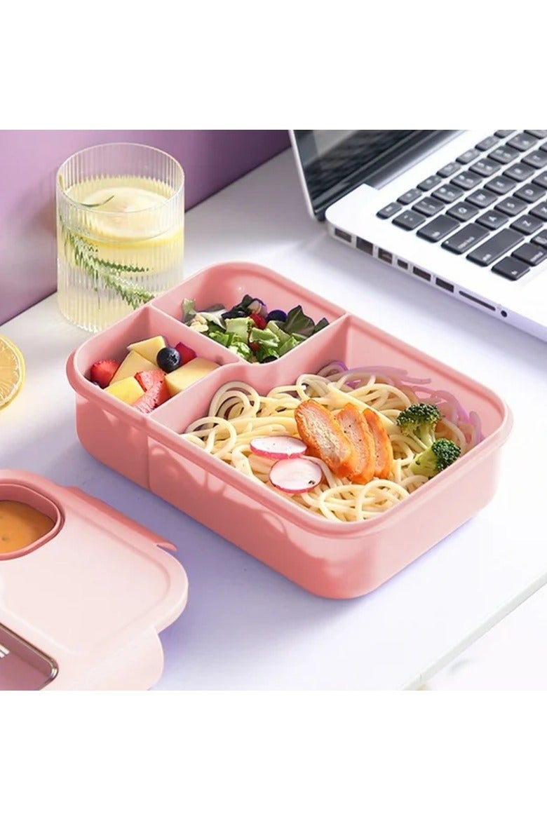 DANDY Lunch Box 1450ml 3 Compartments Student Sealed Adult With Spoon And Fork Leak Proof Microwavable - Image 2