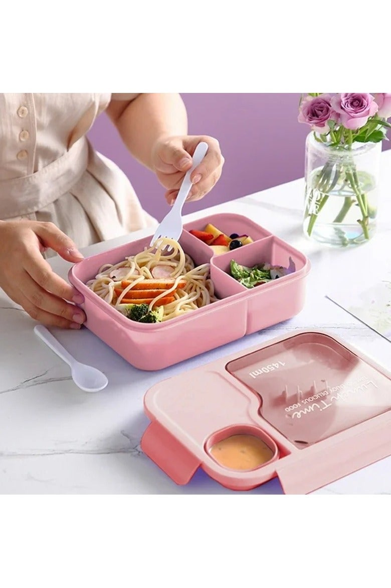 DANDY Lunch Box 1450ml 3 Compartments Student Sealed Adult With Spoon And Fork Leak Proof Microwavable - Image 4