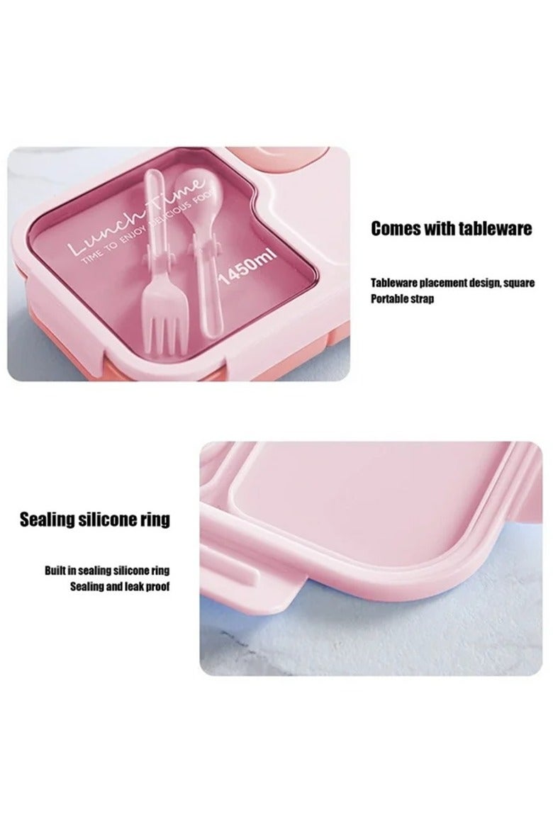 DANDY Lunch Box 1450ml 3 Compartments Student Sealed Adult With Spoon And Fork Leak Proof Microwavable - Image 5