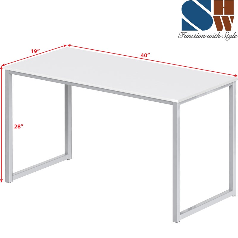 SHW Mission 40-Inch Home Office Computer Desk, White - Image 3