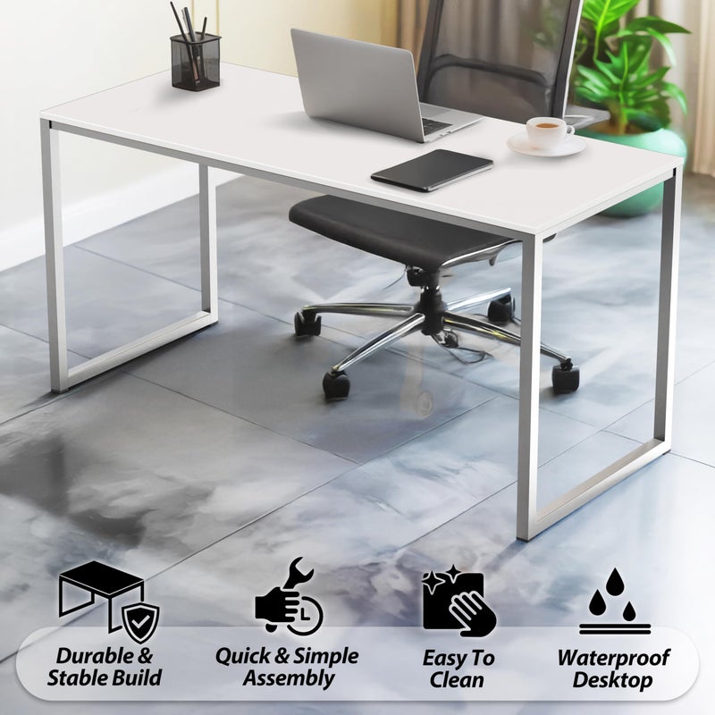 SHW Mission 40-Inch Home Office Computer Desk, White - Image 2