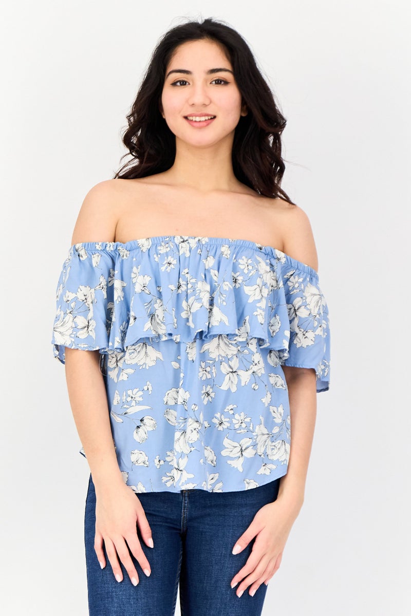 Reserved Women Off Shoulder Sleeveless Top, Multicolor - Image 1