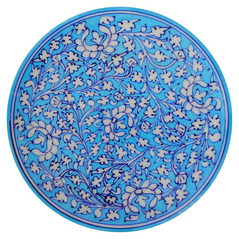 Craft Park Blue Pottery Ceramic Wall Hanging Decorative Handmade 8 Inch Round Plate CPDP2