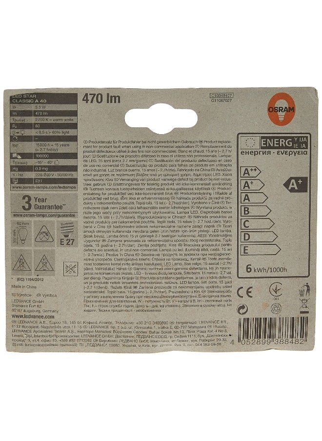 Osram Osram LED Star Classic A 5.5 Warm White 4 Pc Set Promo Pack  - Image 3