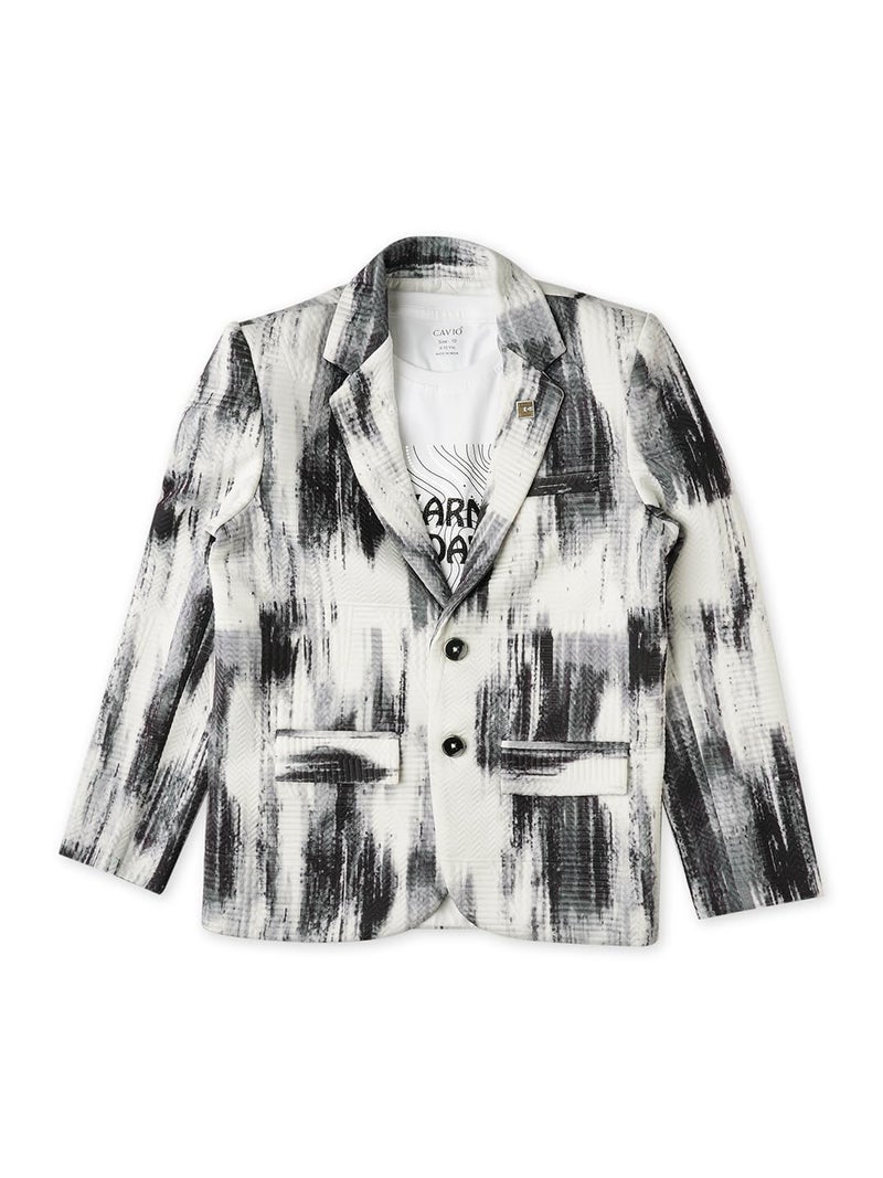 CAVIO Boys Darkgrey Printed Blazer and T-Shirt - Image 1