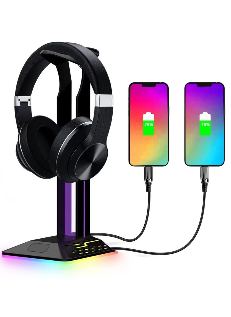 Flash Hawk RGB Desktop Gaming Headset Headphone Stand Holder With 2 USB Charger Ports  - Image 4