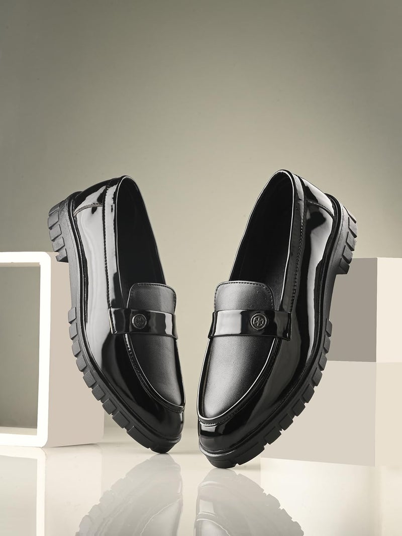 MACTREE Men's Black PU Chunky Sole Lofer Shoes - 08 UK - Image 2