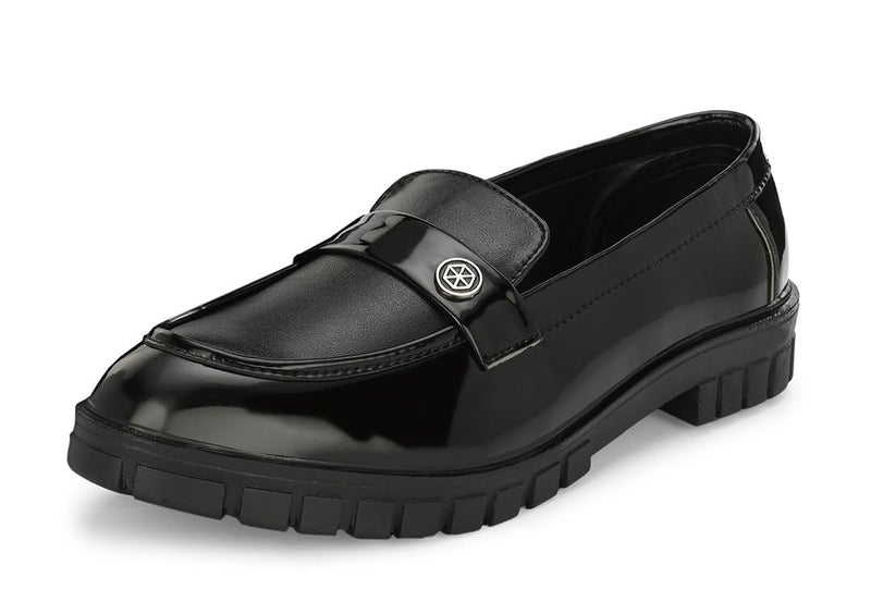MACTREE Men's Black PU Chunky Sole Lofer Shoes - 08 UK - Image 1