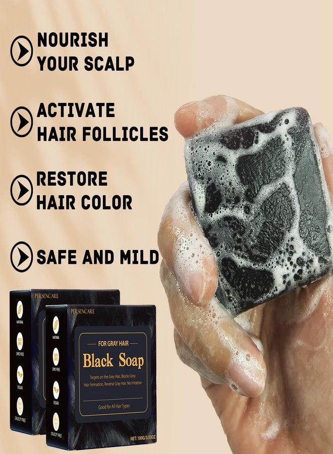 VAEYAE Herbal Emberless Black Soap for Gray Reverse, Fo Ti Castor Oil for Darkening & Thickening, Men & Women Hair Growth Grey Cover He Shou Wu Shampoo Bar, Natural Polygonum Multiforum for Hair Loss - Image 3