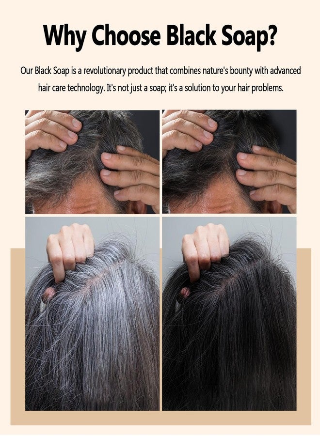 VAEYAE Herbal Emberless Black Soap for Gray Reverse, Fo Ti Castor Oil for Darkening & Thickening, Men & Women Hair Growth Grey Cover He Shou Wu Shampoo Bar, Natural Polygonum Multiforum for Hair Loss - Image 2