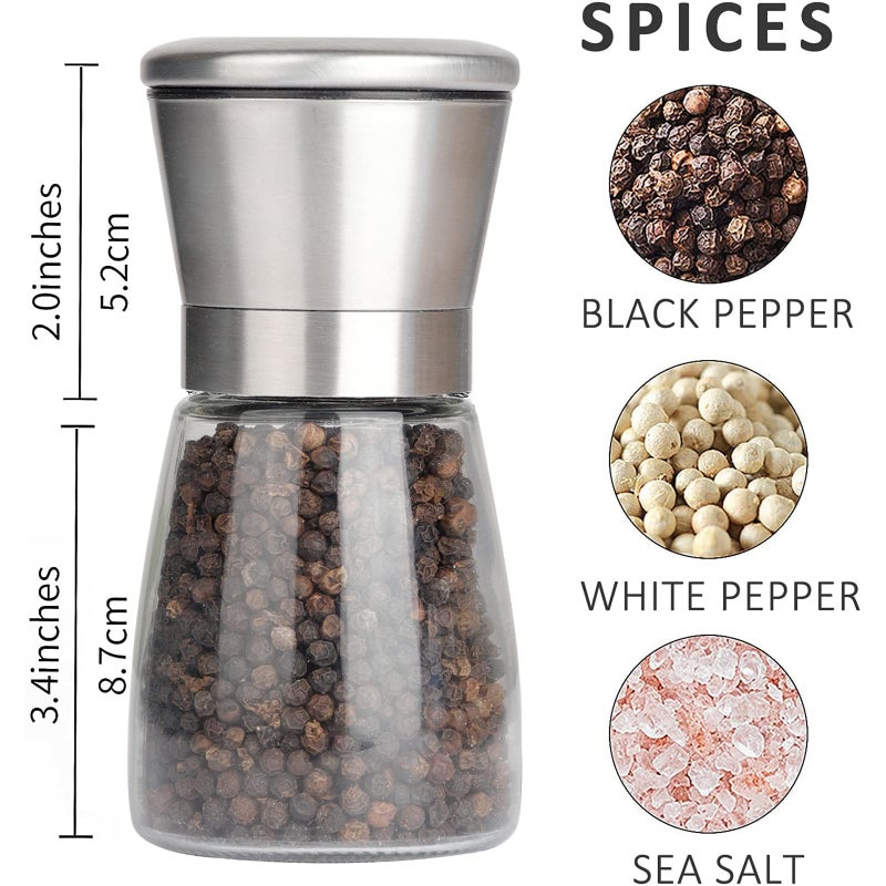 Gulex Pepper Grinder Pepper Mill  Salt Grinder Refillable (Single Package) Adjustable Coarseness Black Pepper Grinder  Stainless Steel Sea Salt Shaker With Ceramic Rotor (1 Pack) - Image 2