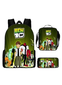 BEN 10 New Cartoon Student Backpack Three-Piece Set 29*16*42cm 