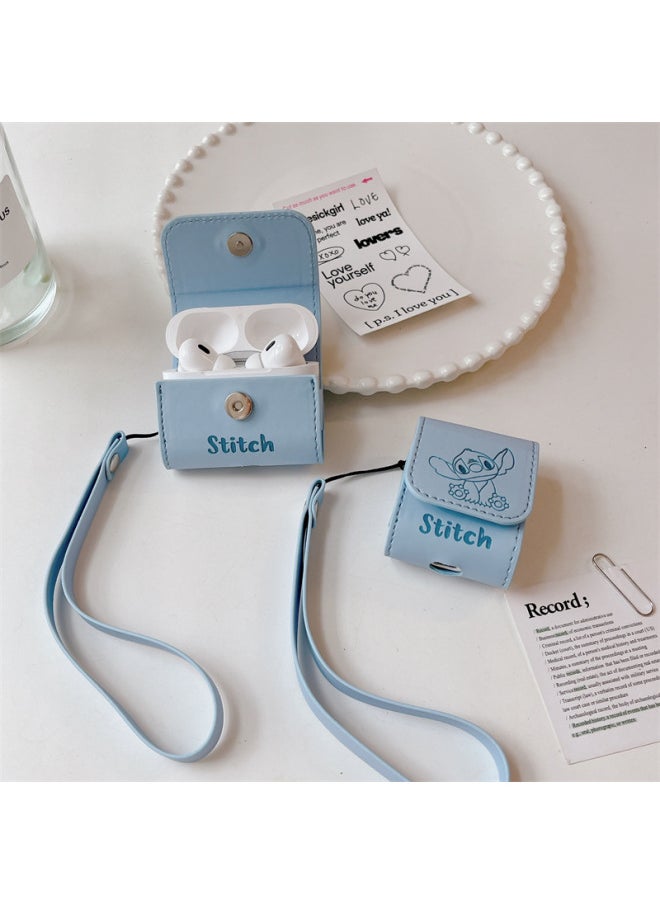 Generic - Stilwell Is Suitable For AirPods 4-generation Pro2 For Apple Bluetooth Wireless Earphone Set 1/2/3 Cute Leather Case Cartoon-Color:Leather Case Stitch + Lanyard-Applicable Model:Airpods Pro/pro2 - Image 1