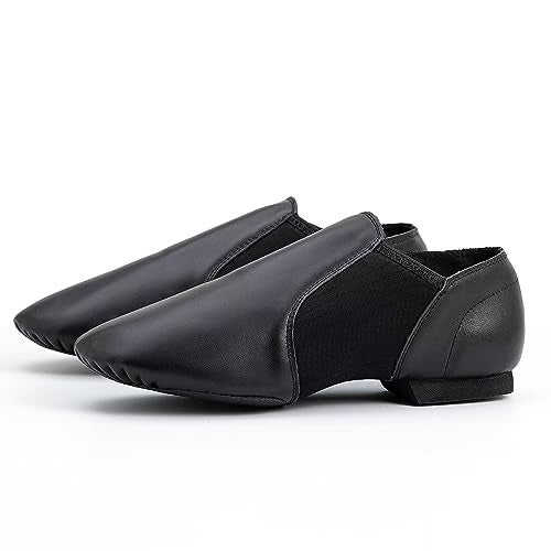 Asyusyu Dance Jazz Shoes Cowhide Leather Jazz Shoes for Women Men AdultBlack9 - Image 1