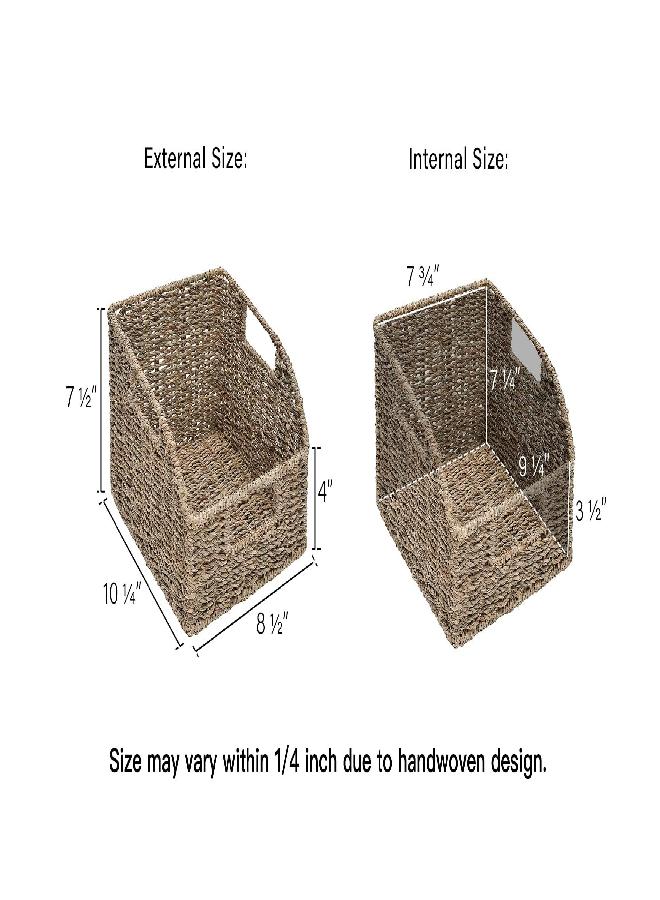 StorageWorks Storage Baskets for Organizing, Wicker Baskets with Built-in Handles, Handwoven Wicker Storage Baskets, Seagrass Wicker Baskets for Shelves Storage, 2 Pack - Image 2