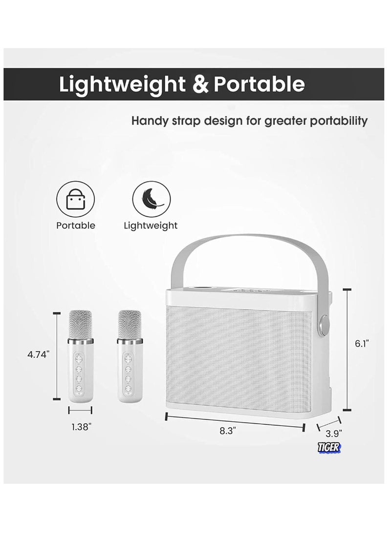 TIGER - Karaoke Machine with 2 Wireless UHF Microphones – Portable Bluetooth Speaker System for Adults and Children, Voice Cutting Feature, Perfect for Parties, Meetings, Weddings & Churches - Image 1