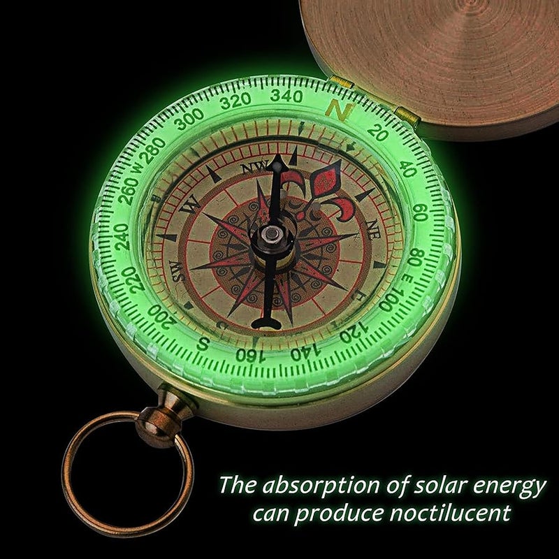 باهفير Bahfir Camping Survival Compass for Hiking, Pocket Compass for Kids, Glow in The Dark Compass for Camping Hunting, Outdoor Military Navigation Tool - Image 5