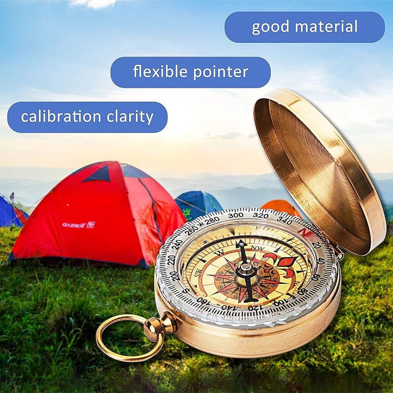 باهفير Bahfir Camping Survival Compass for Hiking, Pocket Compass for Kids, Glow in The Dark Compass for Camping Hunting, Outdoor Military Navigation Tool - Image 4
