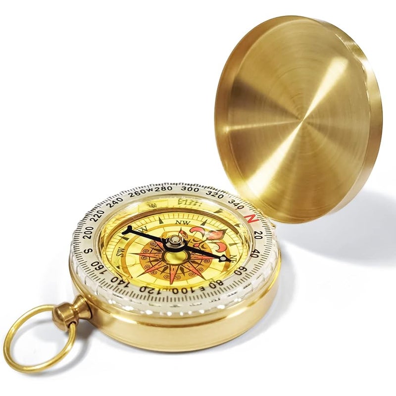 باهفير Bahfir Camping Survival Compass for Hiking, Pocket Compass for Kids, Glow in The Dark Compass for Camping Hunting, Outdoor Military Navigation Tool - Image 1