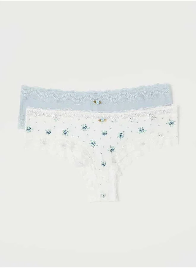 FAV Set of 2 - Lace Detail Briefs with Elasticated Waistband