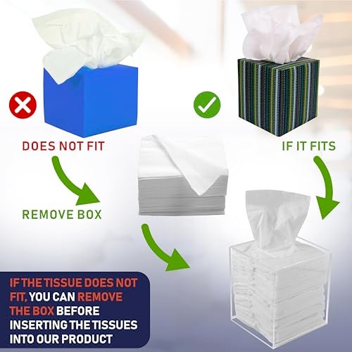 Dasher Products Acrylic Tissue Box Holder, Square Dispenser for Facial Tissues, Napkins, and Dryer Sheets. Perfect for Bathrooms, Desks, Countertops, Vanities, Bedrooms, and Nightstands (Square, Clear) - Image 5