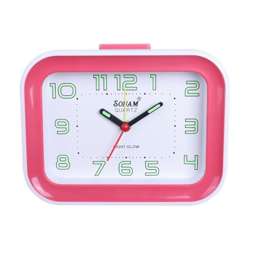Sonam Table Clock Alarm Clock for Students 1 Year Warranty, 14x10 cm (Rose Pink) - Image 1