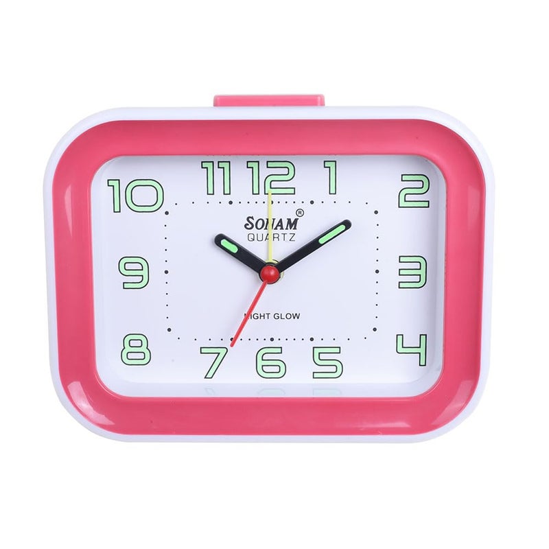 Sonam Table Clock Alarm Clock for Students 1 Year Warranty, 14x10 cm (Rose Pink) - Image 2