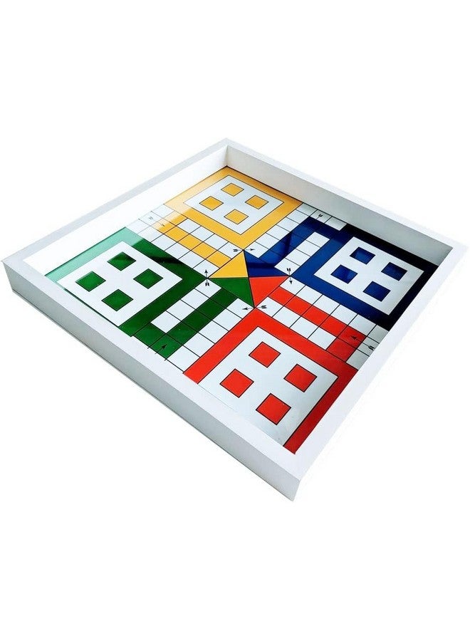Ludo Board Game with Glass Top17inch x 17inch, Ludo Board Game with 16 Tokens and 2 Dice, Board Game for Family Adults Christmas Thanksgiving Birthday Party Supplies Rustic Vintage Home Decor Gifts