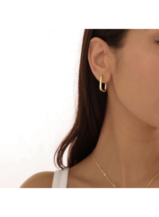 Amicon Chunky Gold Hoop Earrings, 14k Gold Plated, Hypoallergenic, Square, Fashionable, Trendy, Lightweight, Ideal for Sensitive Ears, Perfect for Parties, Weddings, and Daily Wear - Image 2
