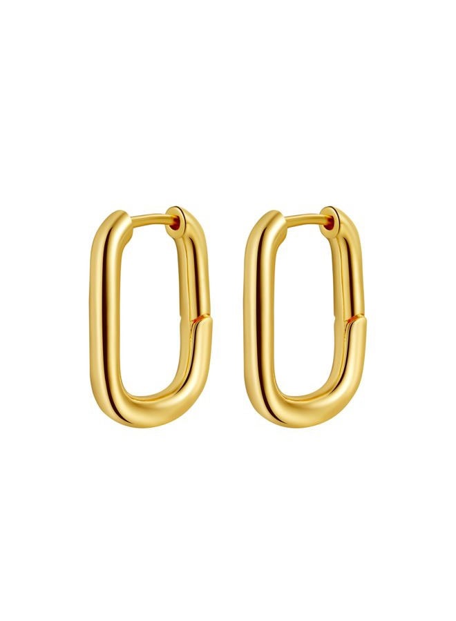 Amicon Chunky Gold Hoop Earrings, 14k Gold Plated, Hypoallergenic, Square, Fashionable, Trendy, Lightweight, Ideal for Sensitive Ears, Perfect for Parties, Weddings, and Daily Wear - Image 1