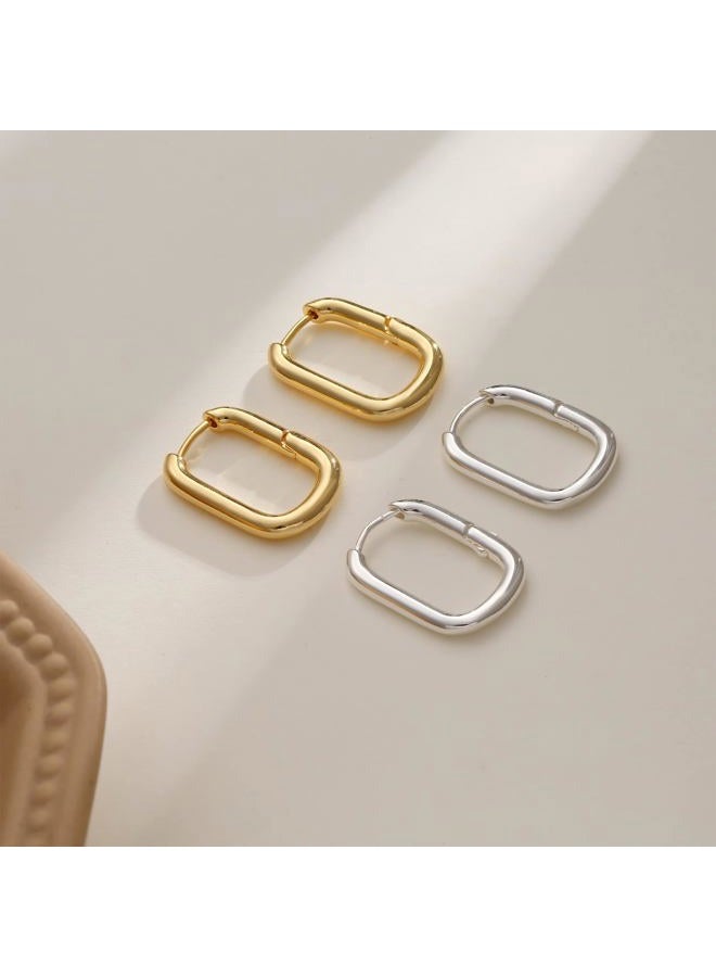 Amicon Chunky Gold Hoop Earrings, 14k Gold Plated, Hypoallergenic, Square, Fashionable, Trendy, Lightweight, Ideal for Sensitive Ears, Perfect for Parties, Weddings, and Daily Wear - Image 5