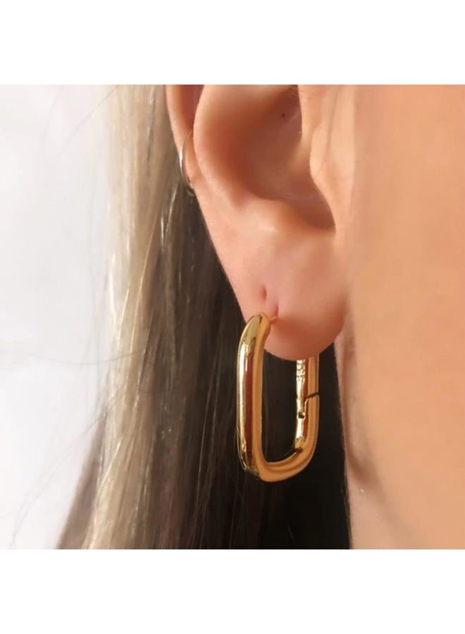 Amicon Chunky Gold Hoop Earrings, 14k Gold Plated, Hypoallergenic, Square, Fashionable, Trendy, Lightweight, Ideal for Sensitive Ears, Perfect for Parties, Weddings, and Daily Wear - Image 4
