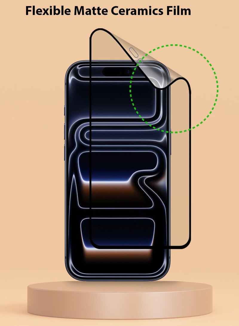 Techie غطاء شاشة خزفي غير لامع 9D لهاتف آبل آيفون 16 برو - شعور سلس مضاد للبصمات خالي من الفقاعات - Image 4