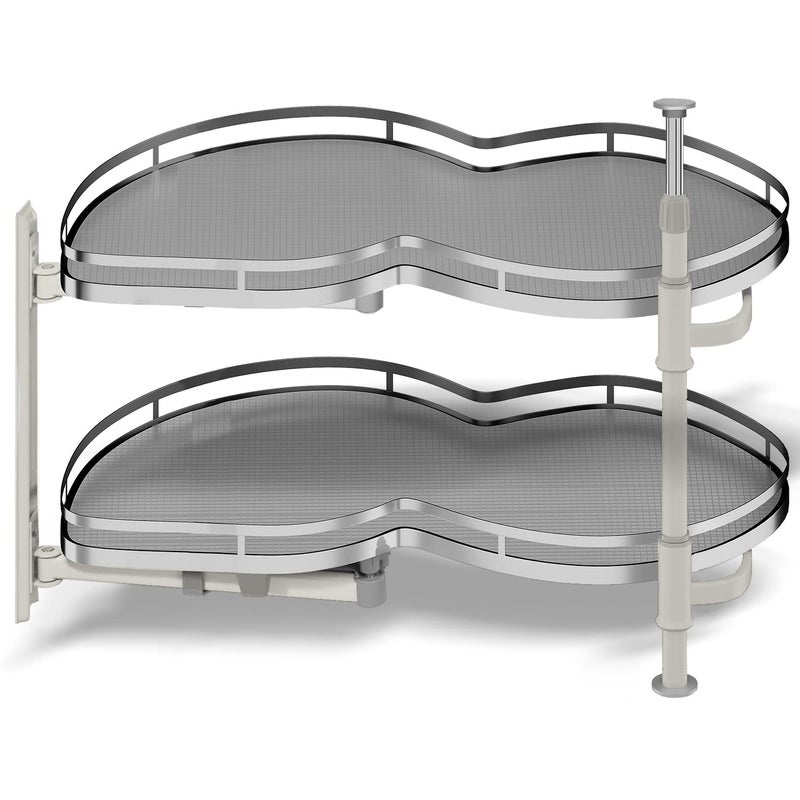 Kinchoix Blind Corner Cabinet Pull Out Organizer Soft Close Swing Left Pull Out Cabinet Organizer 36inch Corner Cabinet Lazy Susan for Corner Cabinet Blind Shelf 2 Tiers Tray Adjustable Height 