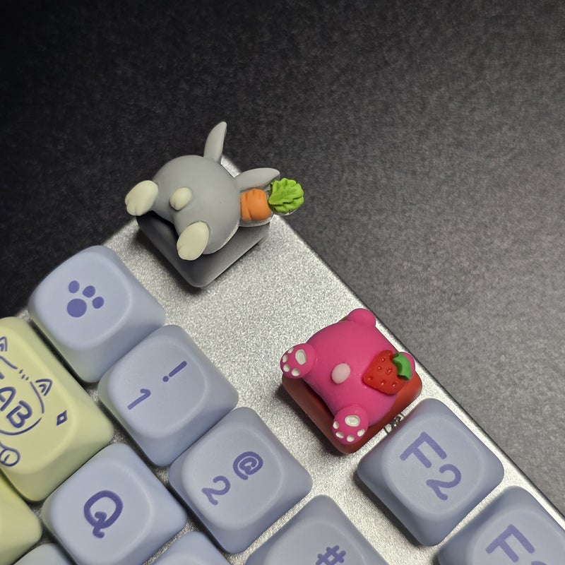 Grey Cat Butt Keycaps MOA Height Animal Design Creative Gift Computer Game Enthusiasts - Image 1