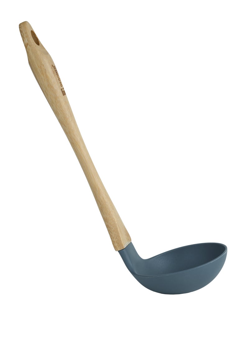 BERGNER مغرفة نايلون (PBT) من EARTH بمقبض بابو 30 سم، لون خشبي بني/رمادي، BG39107GY - Image 2