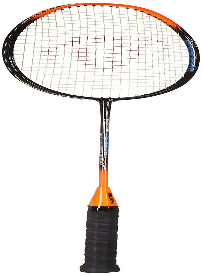 ترايامف مضرب تنس الريشة خفيف الوزن من ترايمف سونيك المصنوع من مركب الجرافيت، مع حقيبة تنس الريشة كوزميك-6R ذات حجرتين، رمادي/أحمر - Image 1