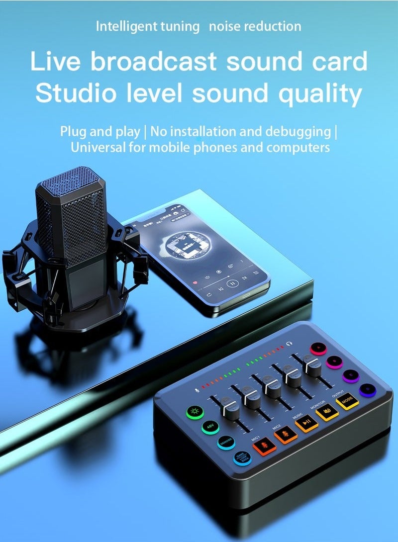 F9 Live Sound Card Professional Live Mixer DIY on Bluetooth Phantom Power DJ Mixer Suitable for Live Broadcast PC Recording - Image 2