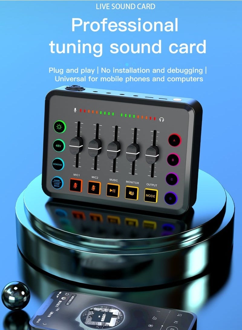 F9 Live Sound Card Professional Live Mixer DIY on Bluetooth Phantom Power DJ Mixer Suitable for Live Broadcast PC Recording - Image 5