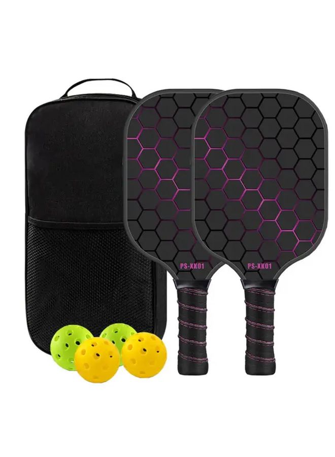 Pickleball Racket Set For Beginners 1 Black Bag 2 Rackets 4 Balls Red - Image 2