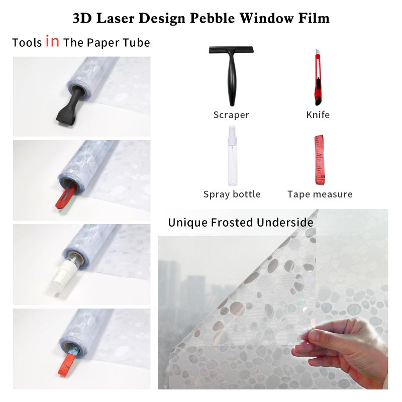 JAYONG Window Privacy Film - Rainbow Stained Glass Window Film, Static Cling Heat Control Sun Blocking Window Tint for Home Office, 17.5 x 78.7 Inch - Image 4