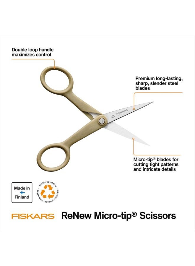 Fiskars 5" ReNew Micro-Tip Fabric Scissors - Double Loop Handle - Sewing and Craft Scissors - Recycled - Image 2