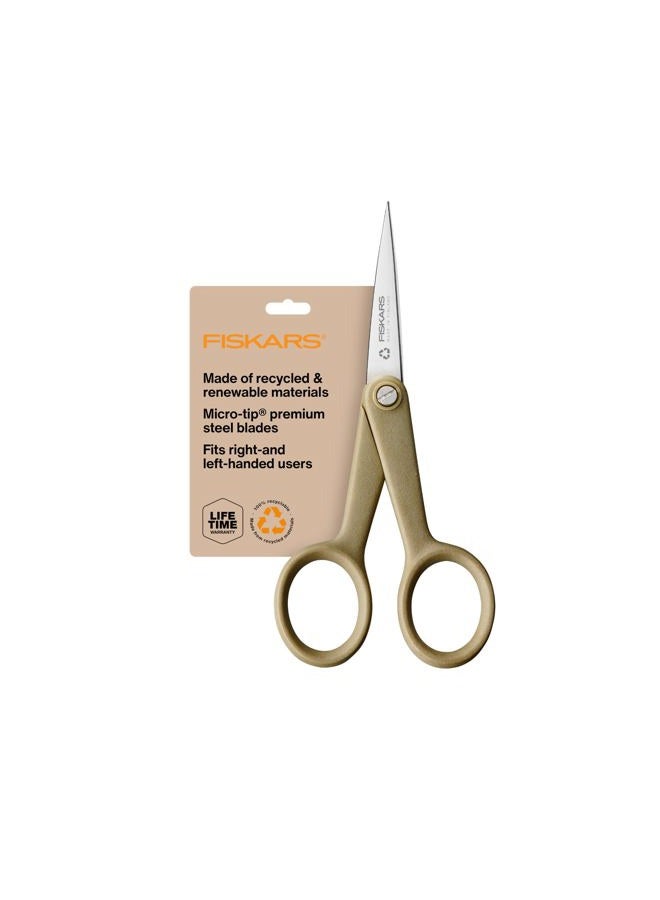 Fiskars 5" ReNew Micro-Tip Fabric Scissors - Double Loop Handle - Sewing and Craft Scissors - Recycled - Image 1