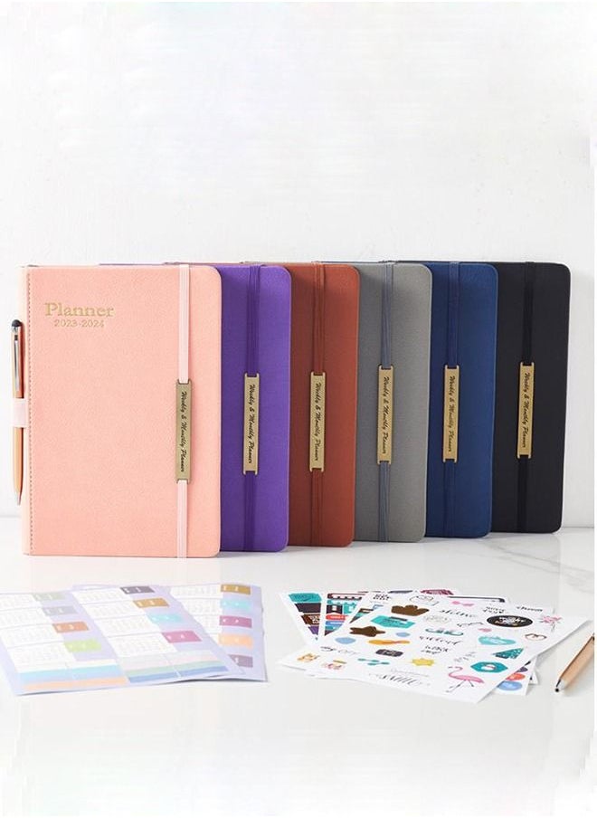 Arabest Academic Weekly & Monthly Planner Daily Planner with Monthly Tabs, Leather Cover + Month Label + Thick Paper + Elasticated String on the side  - Image 2