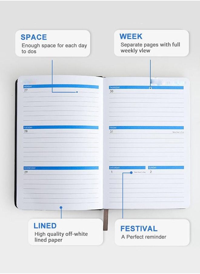 Arabest Academic Weekly & Monthly Planner Daily Planner with Monthly Tabs, Leather Cover + Month Label + Thick Paper + Elasticated String on the side  - Image 5