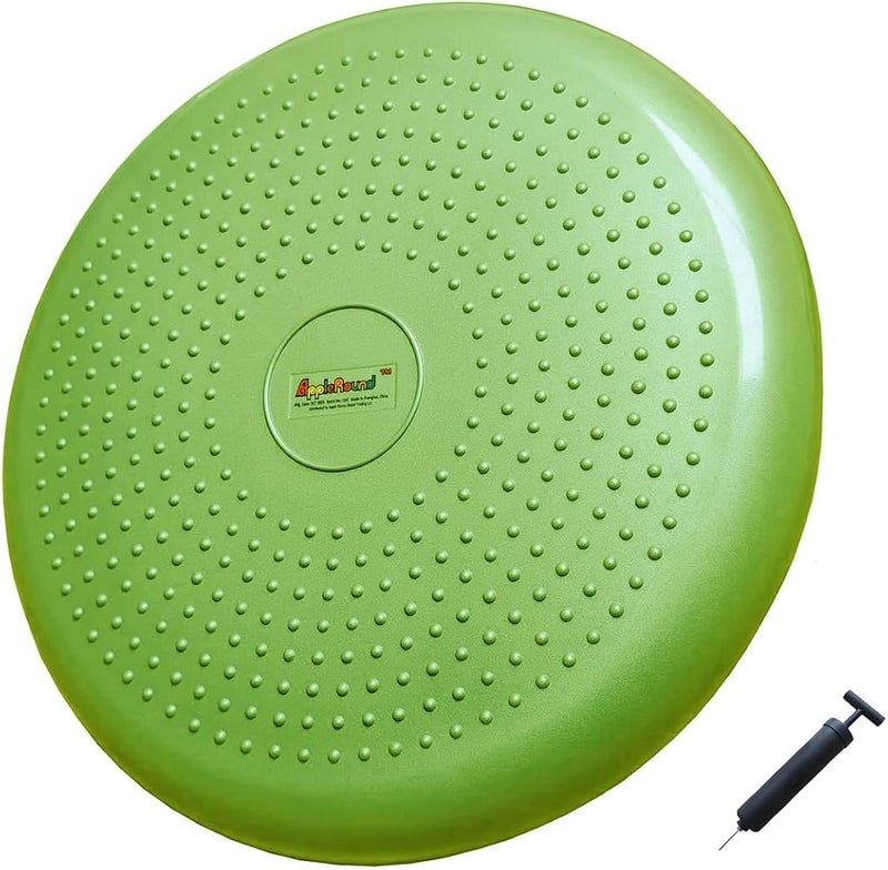 AppleRound Inflated Wobble Cushion with Hand Pump, Air Stability Board (Extra Thick), Core Balance Disc for Adults, Sensory Wiggle Seat for Kids, Flexible Seating for All Age, 13.5in 34cm Diameter - Image 1