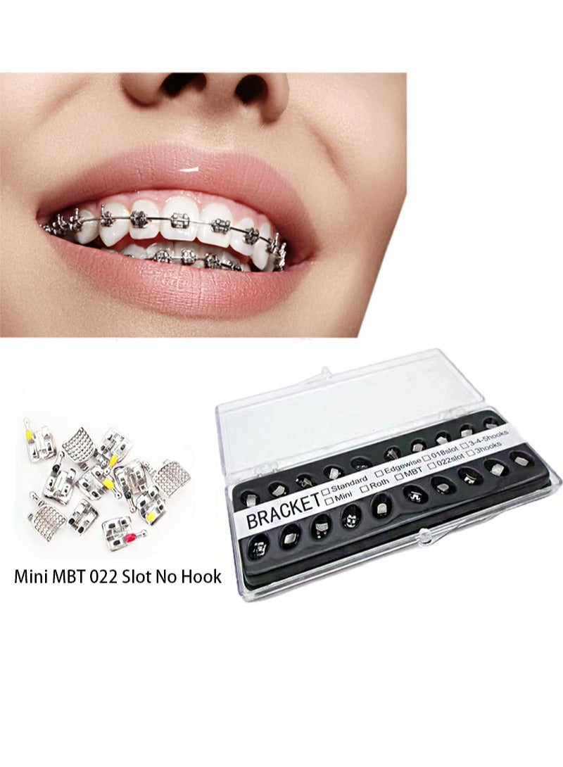 HaLunhi 20 Pieces，Orthodontic Brackets，Metal Brackets，Mini Straight Wire Brackets，Without Hook，Mini MBT 022 Slot No Hook  - Image 1