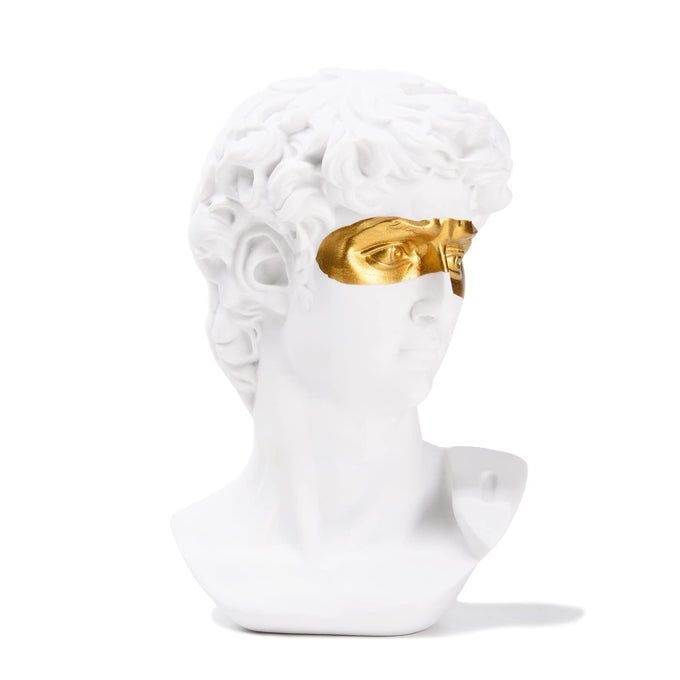 Greek Mask David Man Bust Statue Resin White Gold Classic Roman Sculpture Modern Art Home Office Study Room Bookshelf Decor Collectible Gift TQGJBS342