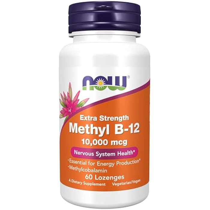now Supplements, Methyl B-12 (Methylcobalamin) 10,000 mcg, Nervous System Health*, 60 Lozenges - Image 1